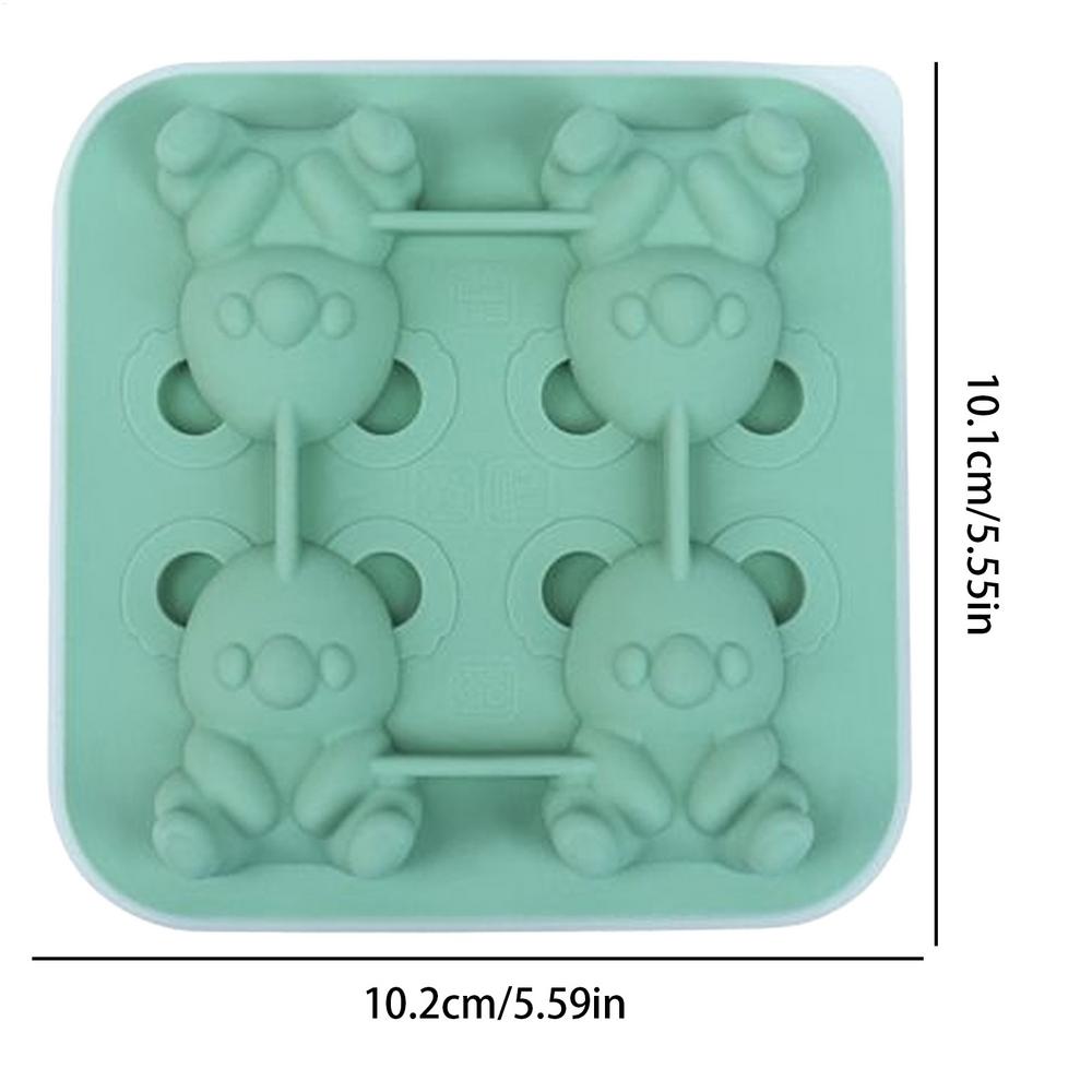 Silicone Ice Trays 4-Grid Bear-Shaped Silicone Trays For Ice Round Molds Household Maker Easy To Demould For Bars Food Freezer