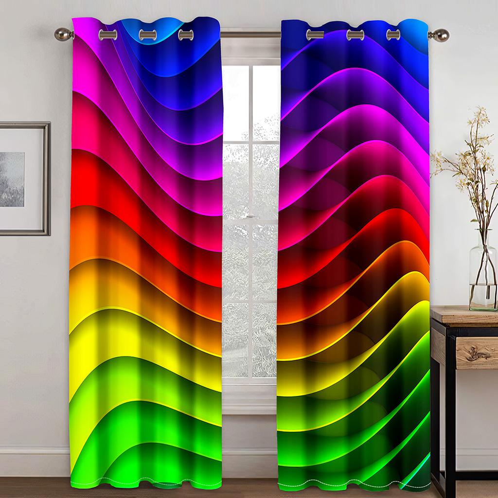 

Дешевые ослепительно красочные радужные современные бесплатная доставка 2 шт. тонкие оконные занавески для гостиной спальни домашний декор cortinas 100W130H(CM)40x51in&Rod Pocket