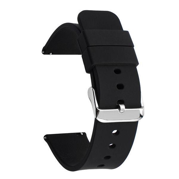 

Quick Release Waterproof Silicone Watch Band for Smartwatch – Black, Unisex, Multiple Sizes (18/19/20/21/22mm) 22mm