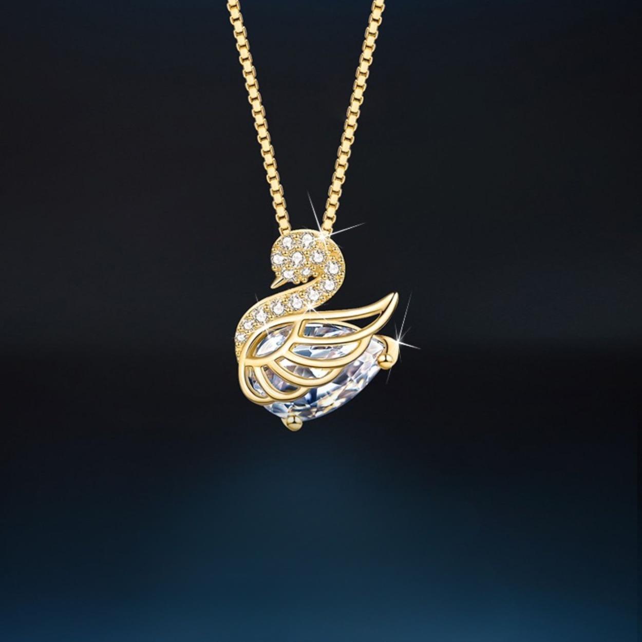 

Ожерелье из стерлингового серебра 925 пробы с лебедем, легкая роскошная женская цепочка для свитера, щедрый и высококлассный подарок на день рождения высокого качества