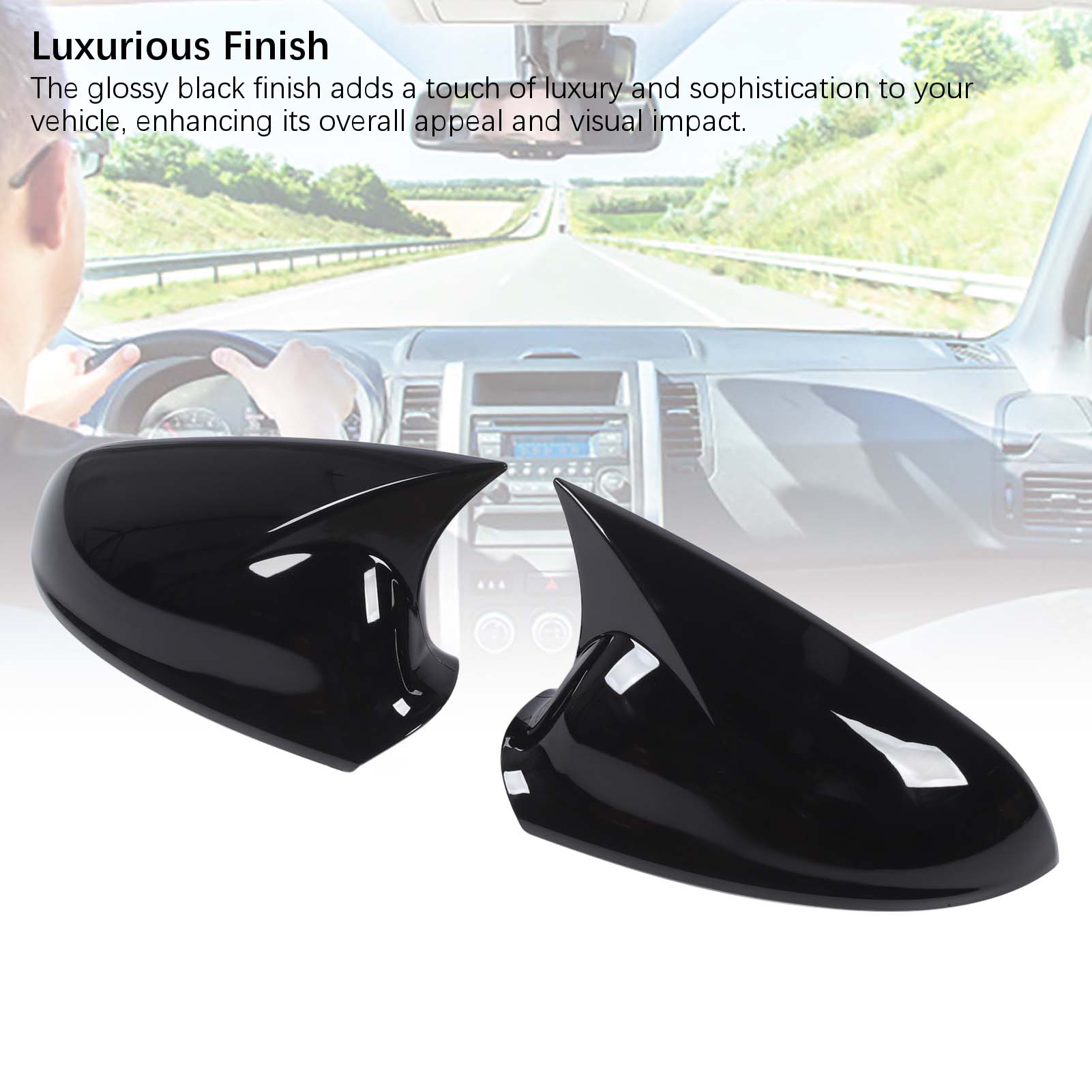 

Side Mirror Cap Cover 735417229 Glossy Black Rearview Wing Mirror Cover for Grande Punto DAL EVO DAL