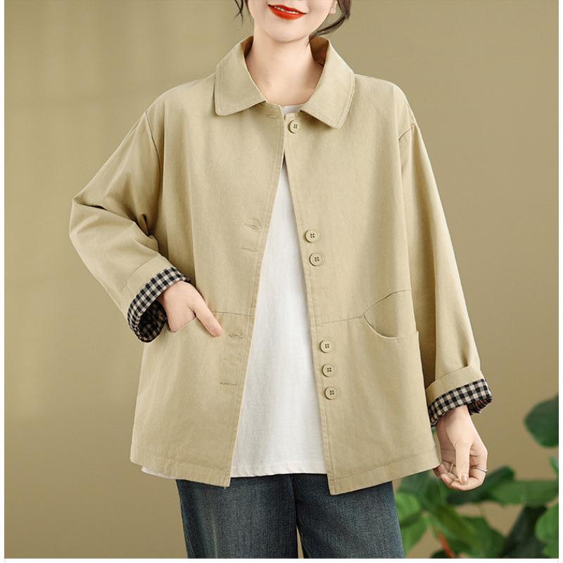 Real Shot Women’s Artistic Long Sleeve Lapel Jacket - 2026 Spring/Autumn Korean Style, Loose Fit, Plus Size, Casual and Versatile.