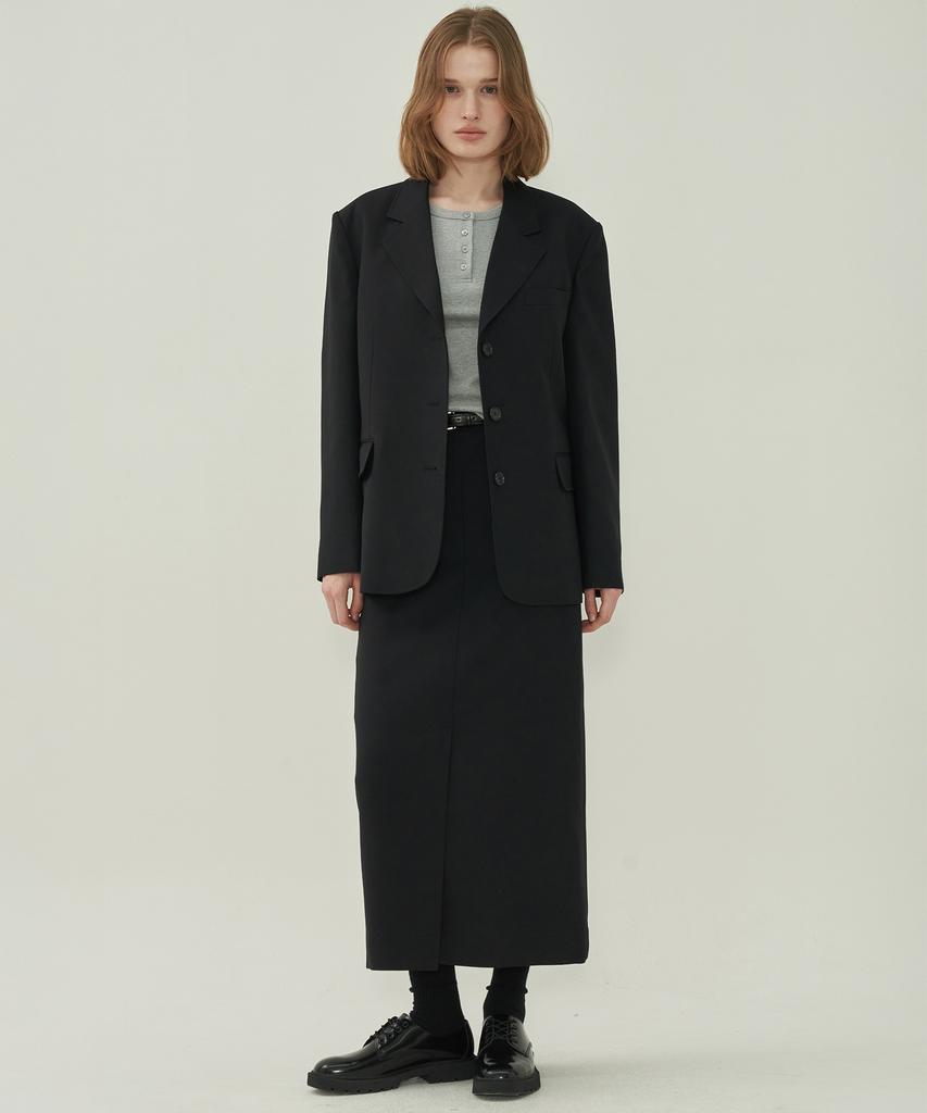 MOTT Essential Slit Long Skirt - Black