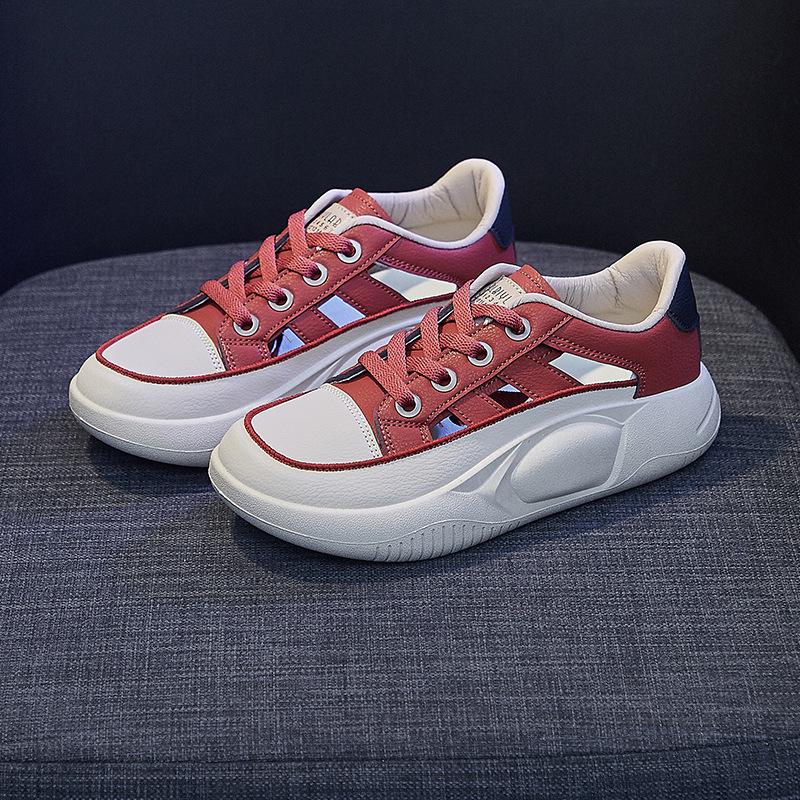 

ins корейская версия спортивных маленьких белых туфель женские летние 2025 новые студенческие туфли-качалки на платформе кексы повседневные 40 бордовый