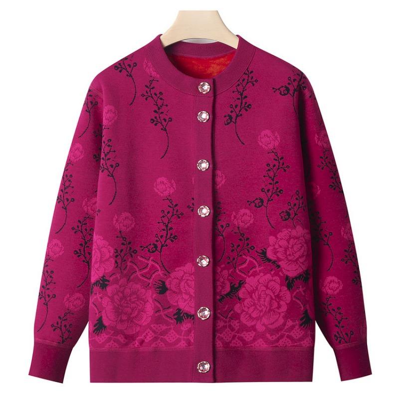 Middle-aged mother clothes old lady velvet warm grandma autumn and winter clothes color cardigan old coat