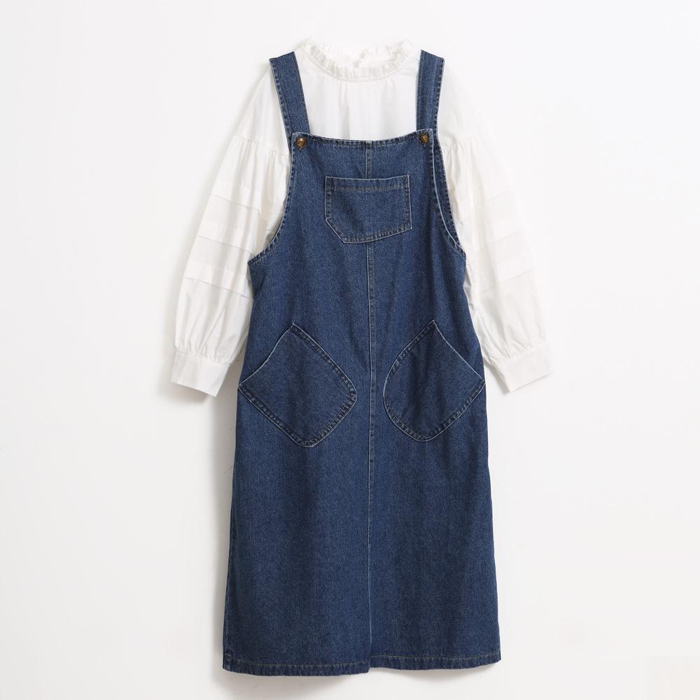 Jente denim vestkjole og langermet toppsett - Vår/høst 2025-kolleksjon for mellomstore og store barn