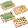 4 Pcs Wooden Soap Dish, Wooden Soap Holder for Shower, Bathroom, Sink, Kitchen and Countertop