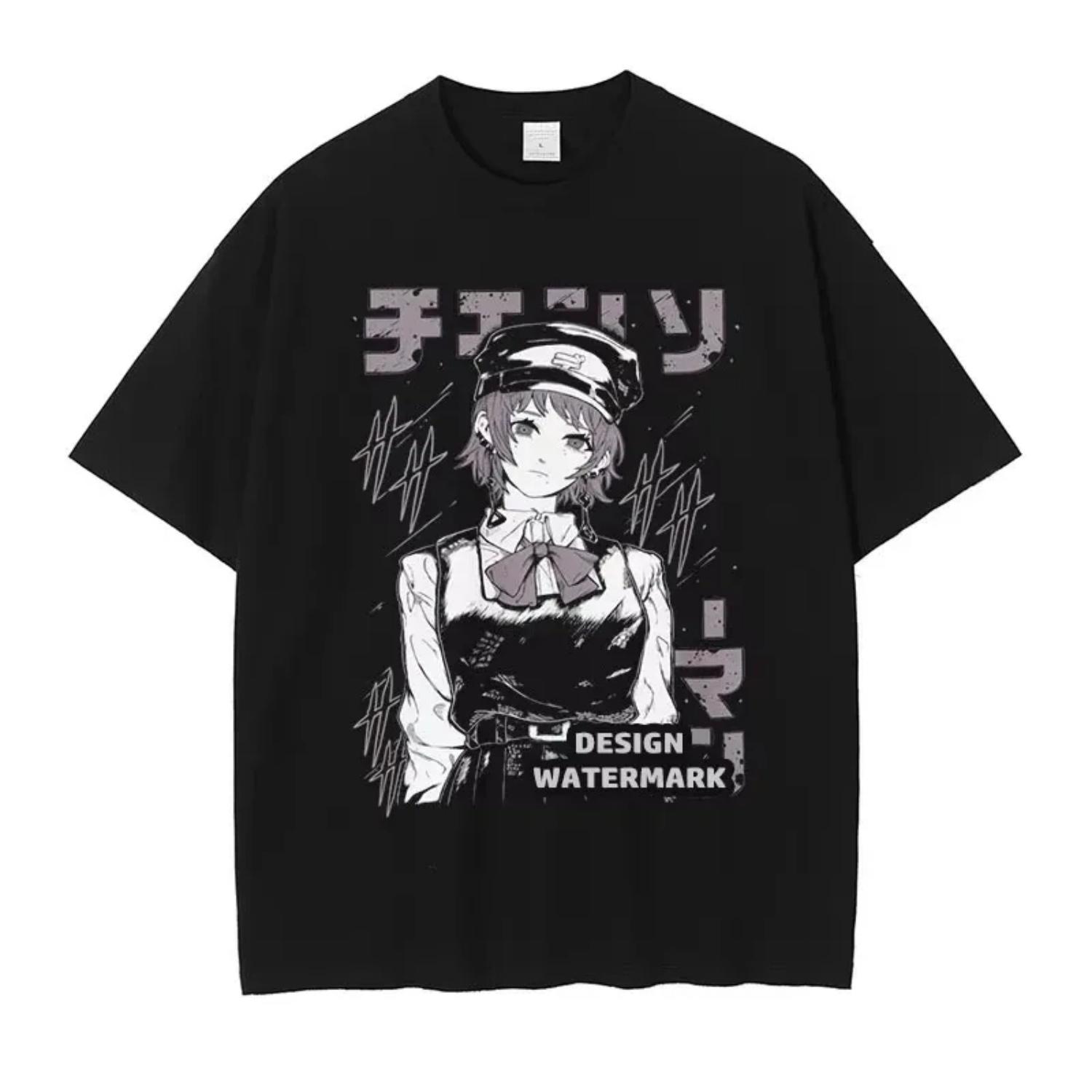 

Anime Chainsaw T Shirts Oversized Vintage Summer T-shirt Autumn Power Reze T Shirt Makima Tops Tees Cotton Clothing(1) S чёрный