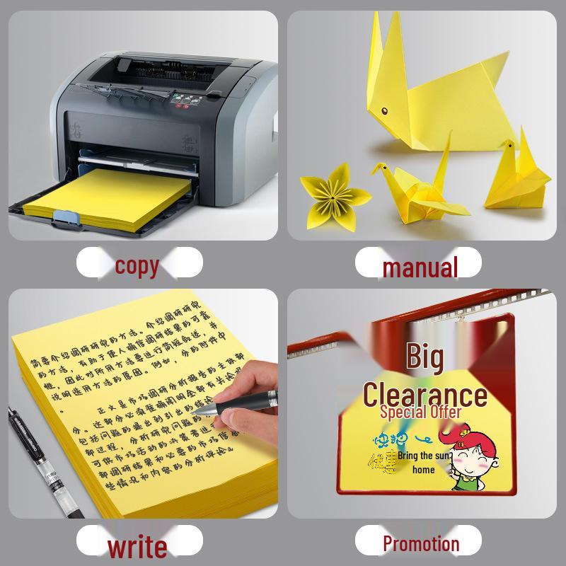 Lemon Yellow Thickened Color Copy Paper Sheets for Supermarket Promotions