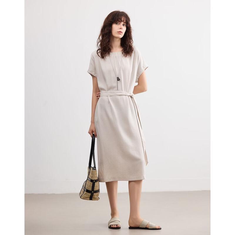 Demana Summer Linen Blend H-Line Midi Dress L
