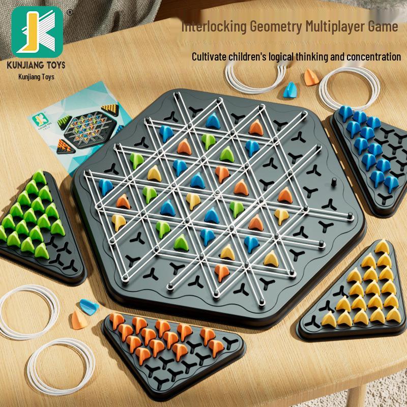 Triangle Chess Rubber Band Puzzle Toy for Kids - Multiplayer Strategy Game