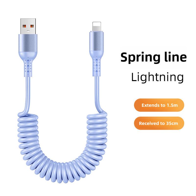 6A Kabel do CarPlay Sprężynowy Wyciskany 6A do Super Szybkiego Ładowania, Kompatybilny z Urządzeniami Huawei i Apple 14.