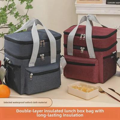 Large Capacity Double-Layer Insulated Lunch Bag for Outdoor Camping & Picnics