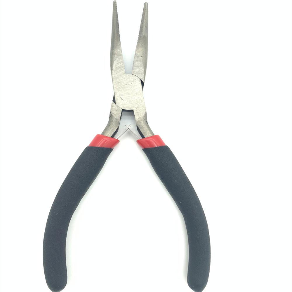 Black Handle Bent Nose Serrated Pliers - 5 Inch DIY Jewelry  Hair Extension Tool