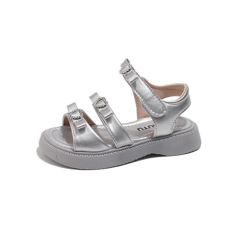 

New Arrival Fashion Summer Kids Outwear Shoes Rhinestones Bow Princess Baby Girls Sandals 23 серебряный