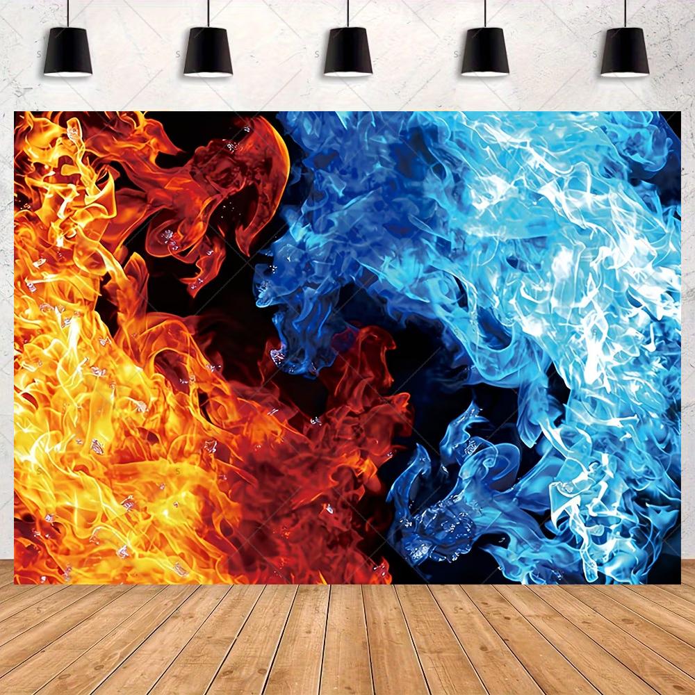 Ice and Fire Fusion Theme Backdrop Shocking Water Fire Elements Party Decoration Background Photography Studio Supplies Banner