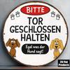 Aluminum Round Sign Please Keep Door Closed German Phrase with Paw Prints X Inch Decor for Kitchen Living Room Garden Doo