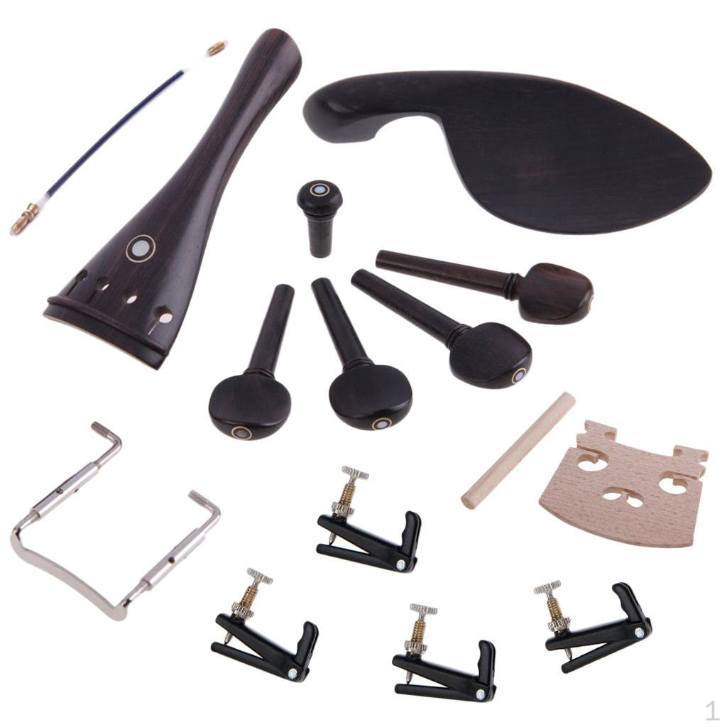 

Ebony Wood 4/4 Violin Accessories Chinrest & ++Tailpiece+Pegs