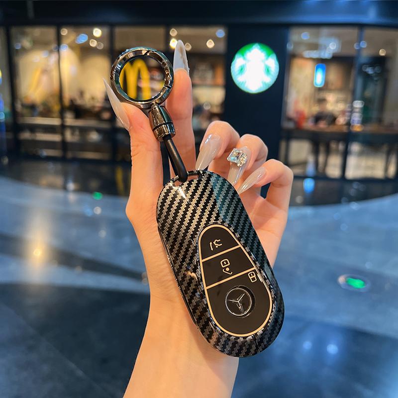 Carbon Fiber Car Key Case Cover Shell for Mercedes Benz A B C E Class GLS GLA GLK GLC CLS CLA AMG W204 W205 W212 W463 W176 ZS4