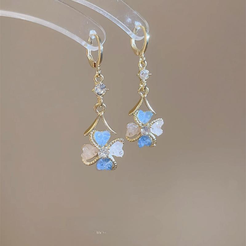 Fashionable Elegant Flower Zircon Earrings For Women Girls 2025 New Style Exquisite Colorful Earrings Party Date Gift