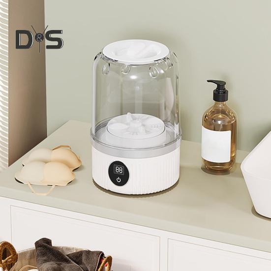 Mini Washing Machine Portable Underwear Washer Digital Display Large Capacity Rechargeable Compact Cordless Socks Laundry Machine