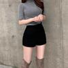 2023 Women's Woolen Black High-Waist A-Line Shorts: Autumn/Winter Slimming Casual Korean-Style Boot Shorts