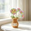 Crochet Sunflower Potted Plant in Brown Vase for Shelf Table Home Decor