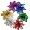 (6pcs/pack) Mixed Colors Artificial Christmas Tree Flower Glitter Decorations Xmas Ornaments New Year Gift
