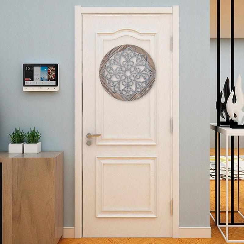 Pogrubiona Rustykalna Dekoracja Ścienna Okrągła Rzeźbiona Kwiatowa Boho Art Dekoracja Okrągła Rustykalna Sztuka Ścienna Nowoczesna Dekoracja Do Sypialni Łazienki