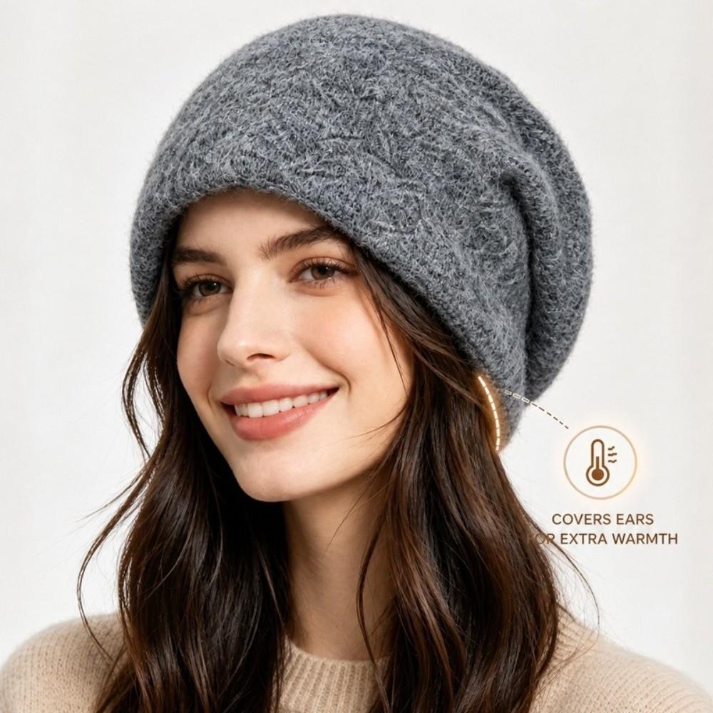 Keep Warm Beanie Hat Ear Protection Pullover Caps Casual Knitted Hat Winter