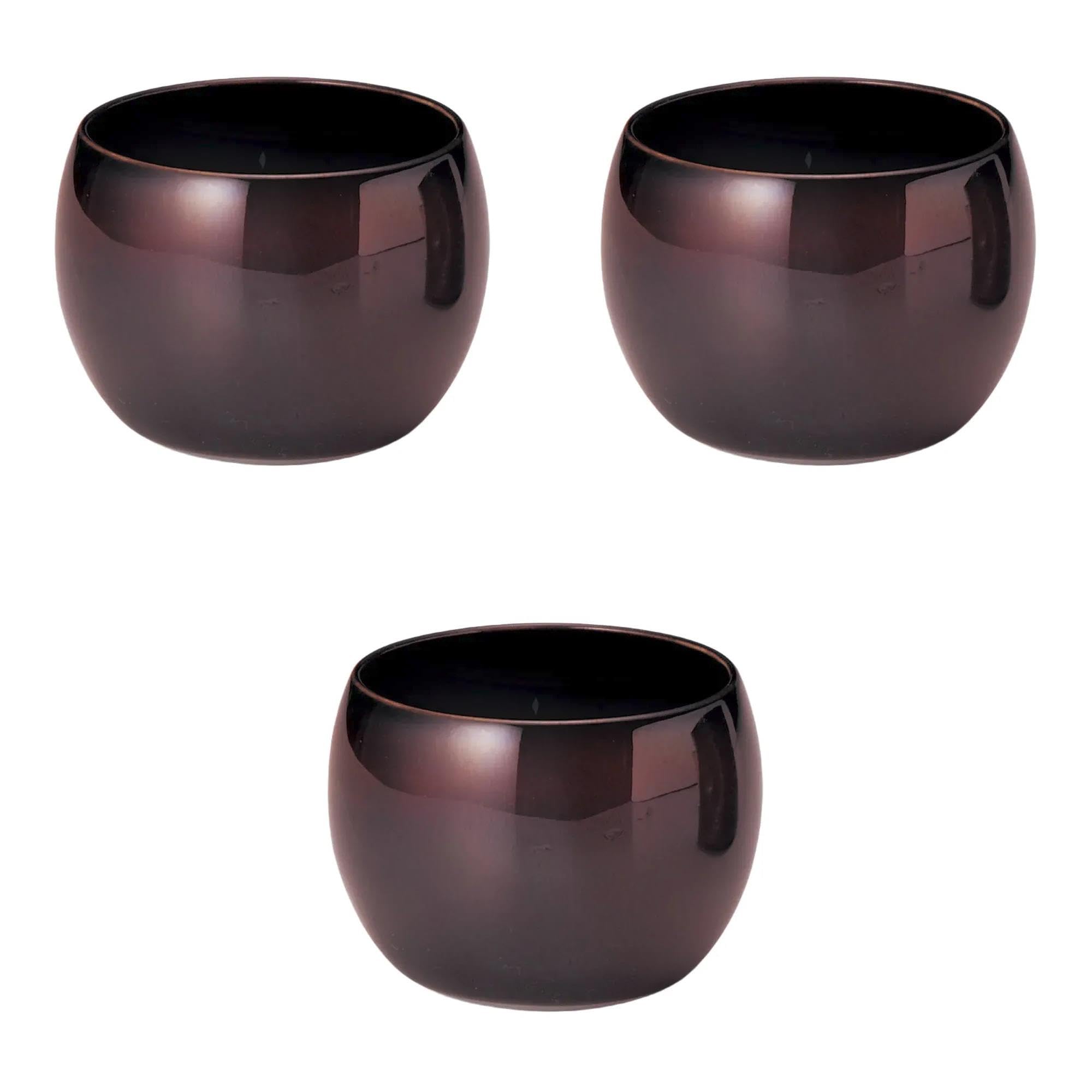 

Set of 3 Urushi Brown Rock Cups x 7cm Rock Cups Setomonohonpo [9.2 (300cc)]