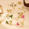 Boho Elegant Enamel Butterfly Flower Arm Cuff Bangle for Women Gold Color Adjustable Spiral Design Upper Arm Bracelet Jewelry