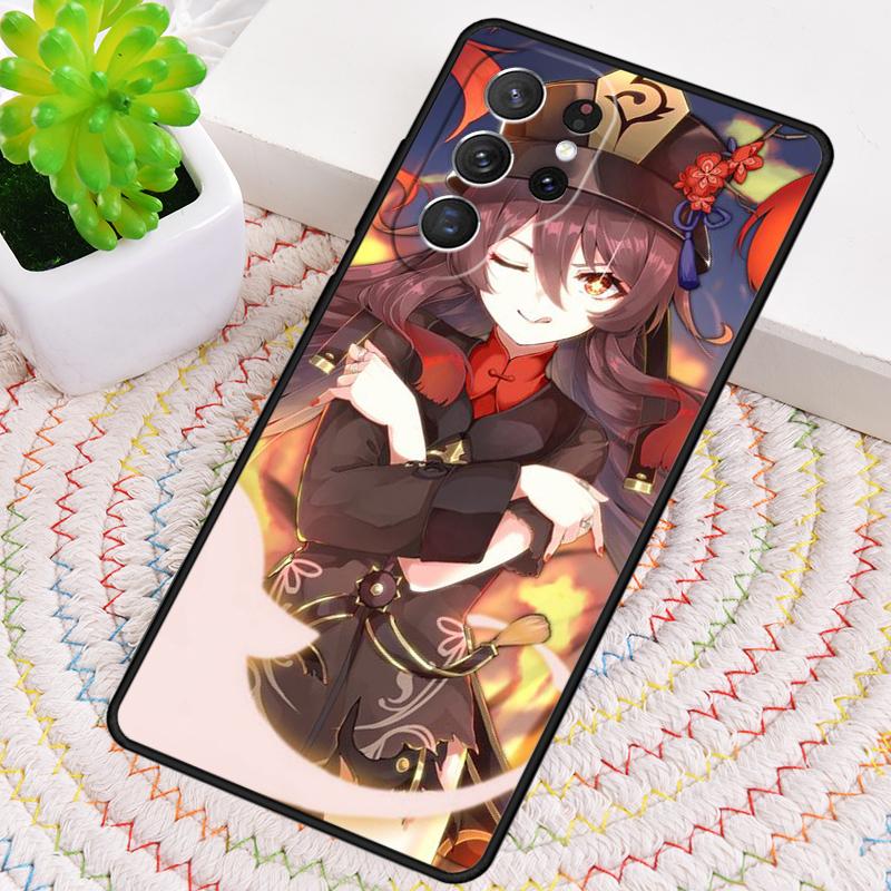 Genshin Impact Hu Tao Ghost Silicone Phone Case For Samsung Galaxy note 10 pro S26 S25 S24 S23 S22 S21 Plus S25Ultra Capa Cover