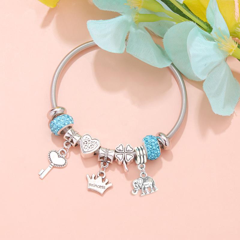 Pulseira com pingente de amor rosa TEMU DIY - Joia de diamante leve e luxuosa, elegante e versátil.