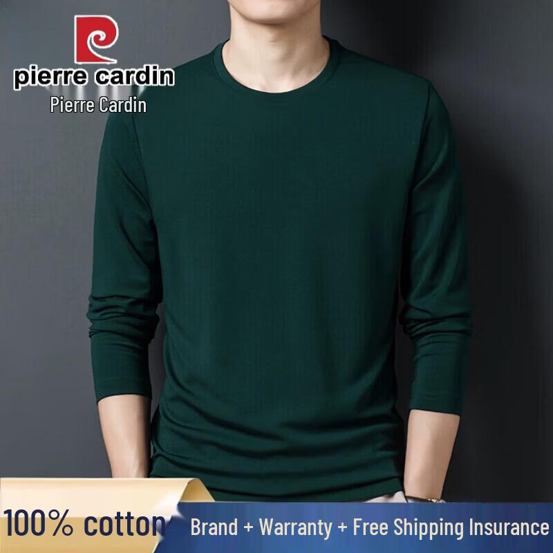 Pierre Cardin Men's 100% Cotton Long Sleeve Crew Neck T-Shirt
