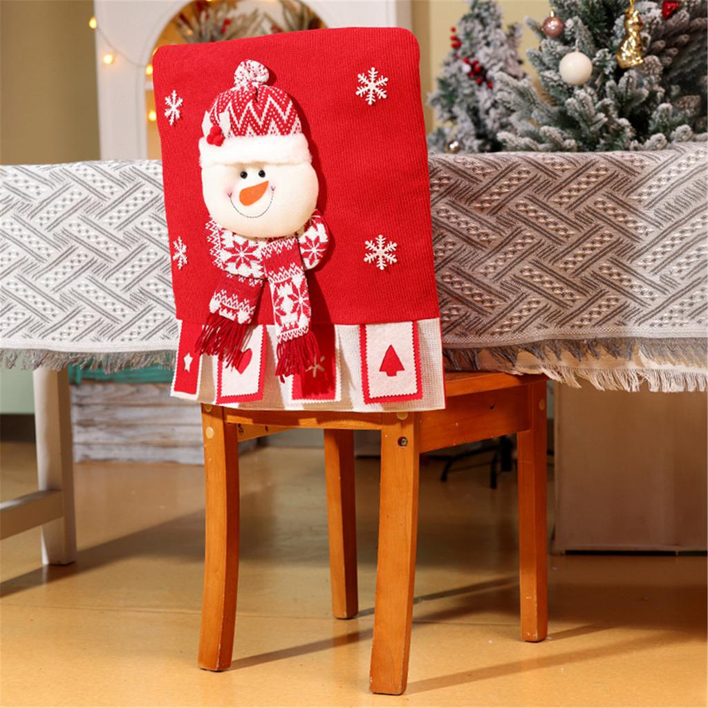 Chair Covers Dining Room Chair Back Cover Slipcover Santa Snowman Elk Pattern for Christmas Holiday Festival Decoration