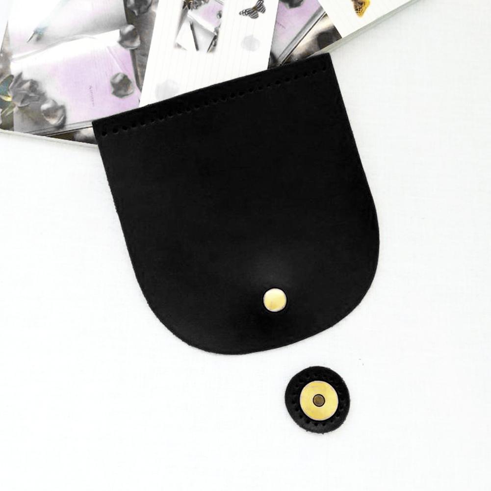 Bag Cover Split Leather Magnetic Buckle Hand Made Handbag Parts with Bronze Accessories 12.6x13.7cm(Brown )