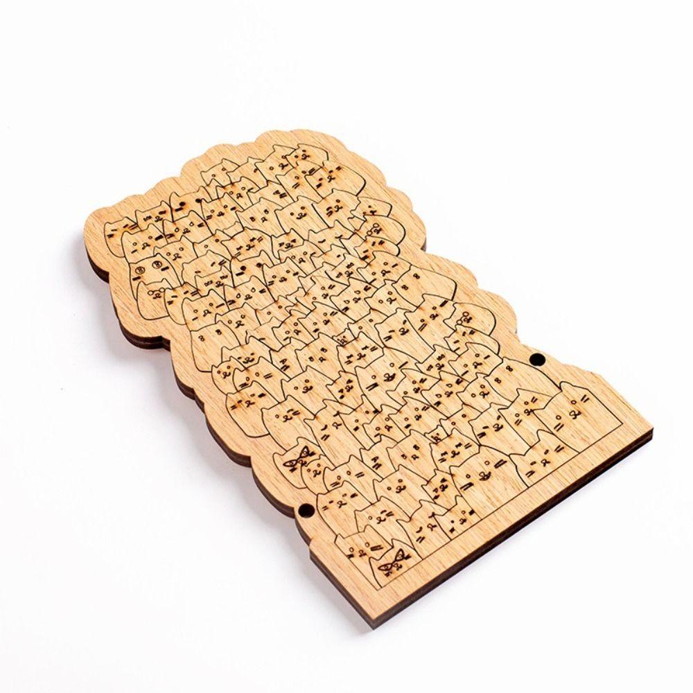 Challenging Wooden Jigsaw Brain Teaser Animal Puzzle Unique Hundred Cat Puzzle Family Game