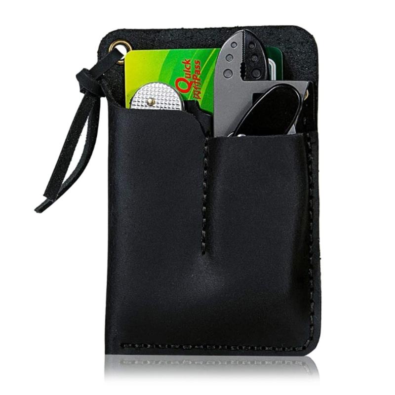 Lightweight Handmade EDC Organizer Leather Sheath for Flashlight Pen Military Multitool PU Leather 11.5x7.5cm/4.5x3inch