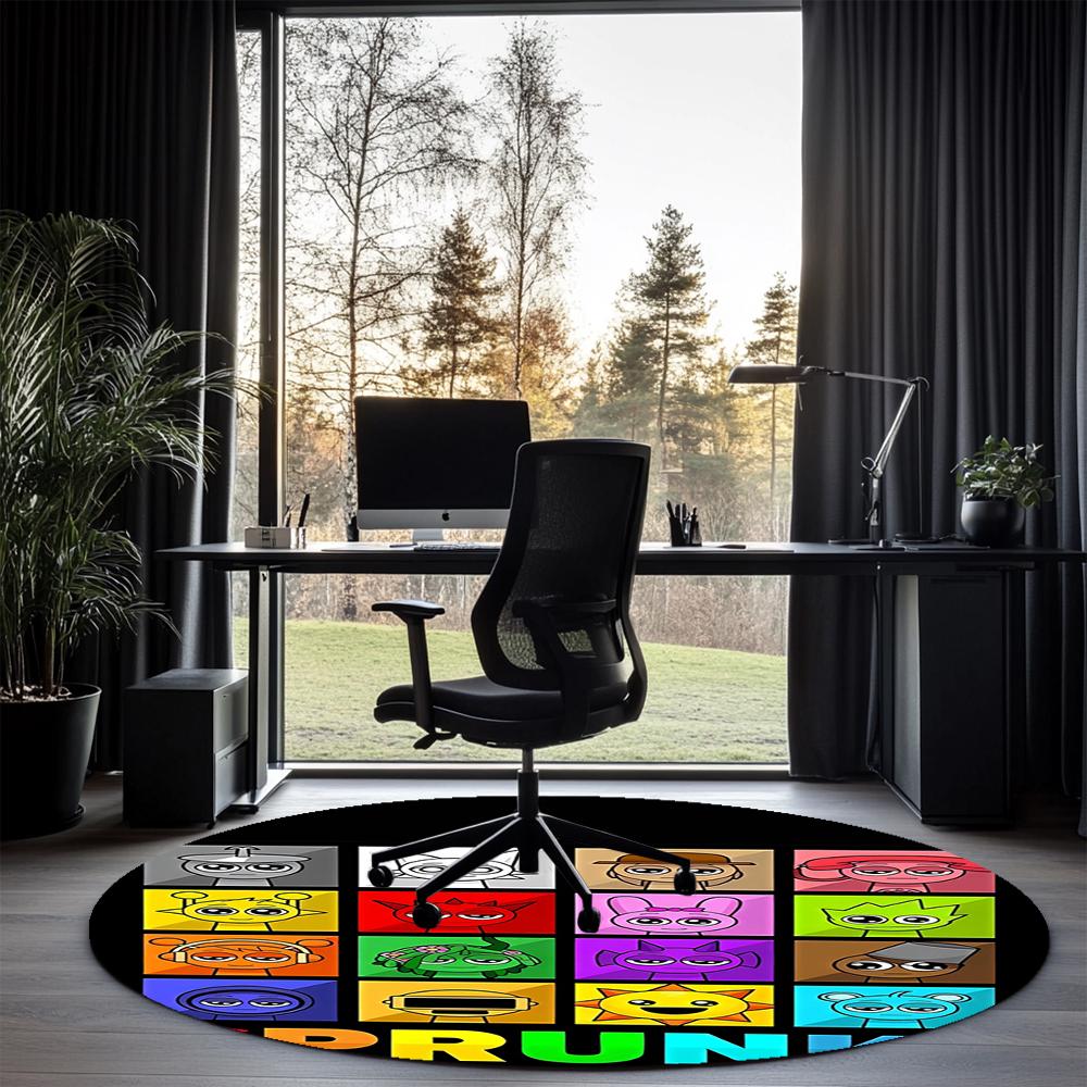 Sprunki Printed Round Rug Carpet Chair Rug Area Rug Entryway Doormats,for Office Chair Living Room Bedroom Kitchen Room.