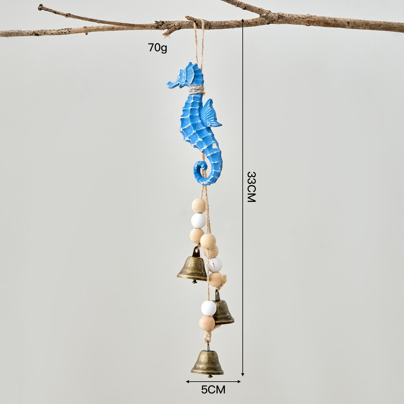 

Mediterranean Wooden Seahorset Wind Chime Pendant Decoration Theme Ocean Hanging Ornament Beach Home Courtyard Decoration