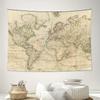 Vintage World Map Tapestry Ancient Europe Asia Wall Hanging Decor Room Aesthetic Travel Theme Home Textile Art
