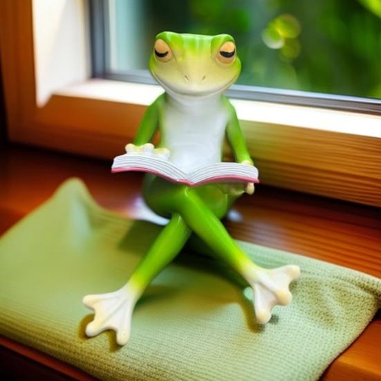 Reading Frog Ornament Synthetic Resin Figurine Leisure Holiday Animal Sculpture Outdoor Indoor Shelves Table Decoration