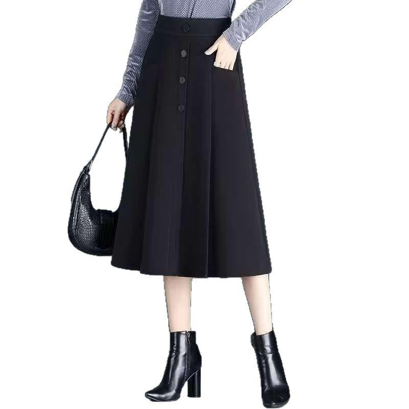 Woll-Midirock in A-Linie mit Falten für Damen - Kollektion Frühling, Herbst, Winter 2025