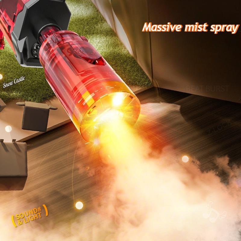 Kids Electric Smoke Spray Toy Pistol with Multi Tone Sounds Strobe Flashing Lights Telescoping Recoil Vibration Cool Boys Gifts