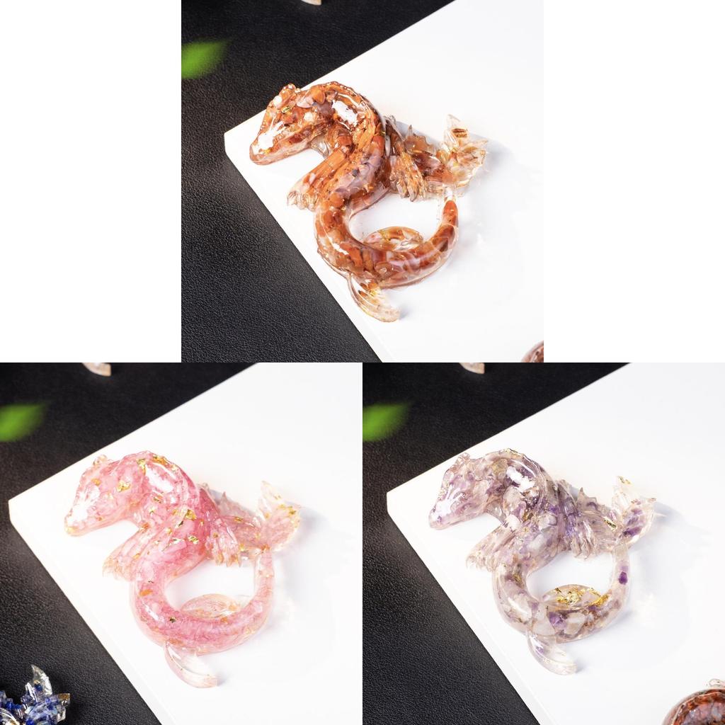 Dragon Resin Crystal Figurine Home Decor With Natural Gemstone Chips For Gift Collectors