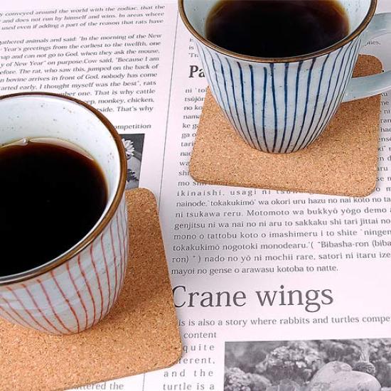 Cork Square X Thick 30 Good-L Coasters, (Smooth Double-Polished Finish) [9 9cm, 3.5mm / Coasters]