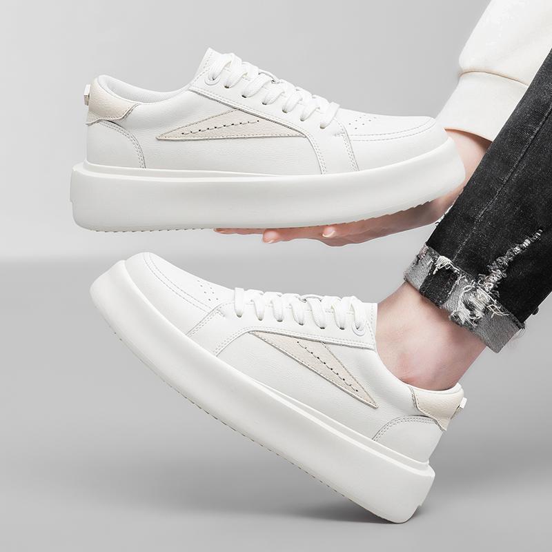 Fashion Genuine Leather Male Walking Shoes 2025 New Mens Sneakers Stylish Lace-Up Men Casual Flats Classic All-match Men's Skate Shoes