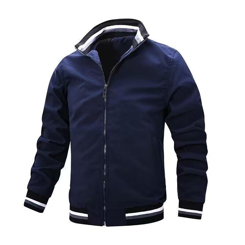 Spring and Autumn Zipper White Baseball Ordinary Youth Side Seam Socket Unhooded Casual Fit Jacket