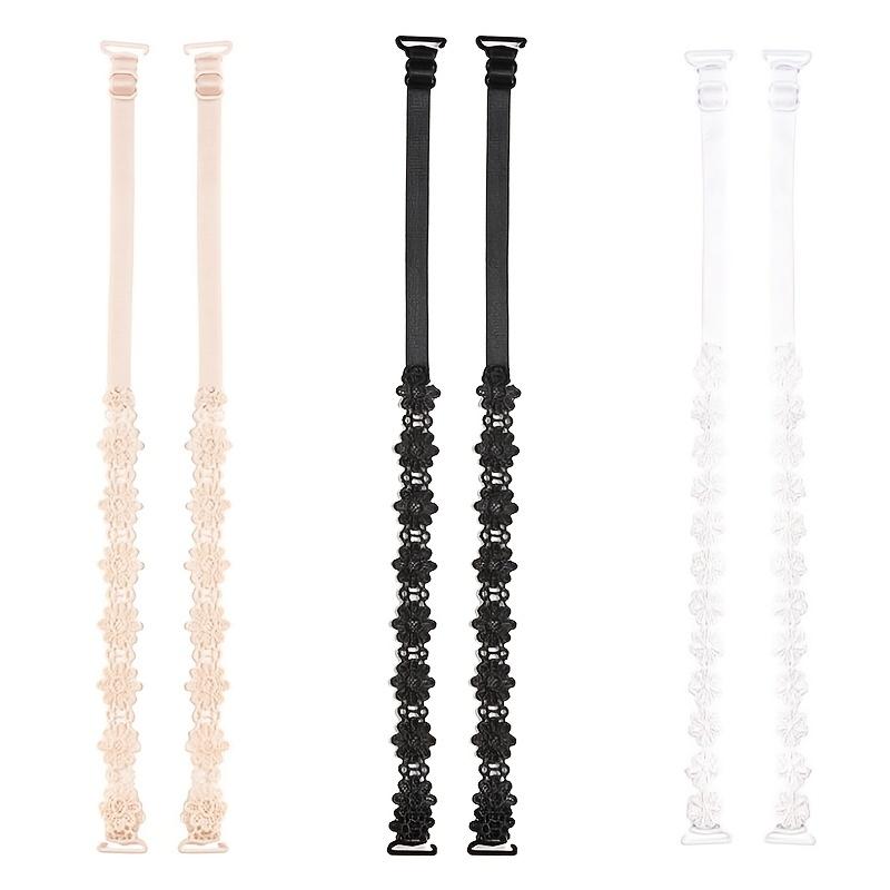 3 Pairs Lace Flower Underwear Straps, Adjustable Seamless Sexy All-match Anti-slip Buckle Bra Straps, Women's Lingerie & Underwear Accessories